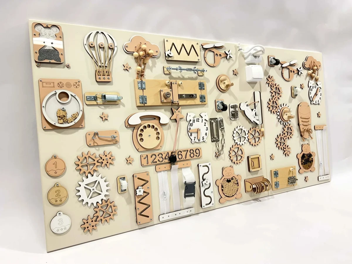Two-Piece Wall Busy Board, 60 × 80 + 60 × 39 cm — Beige