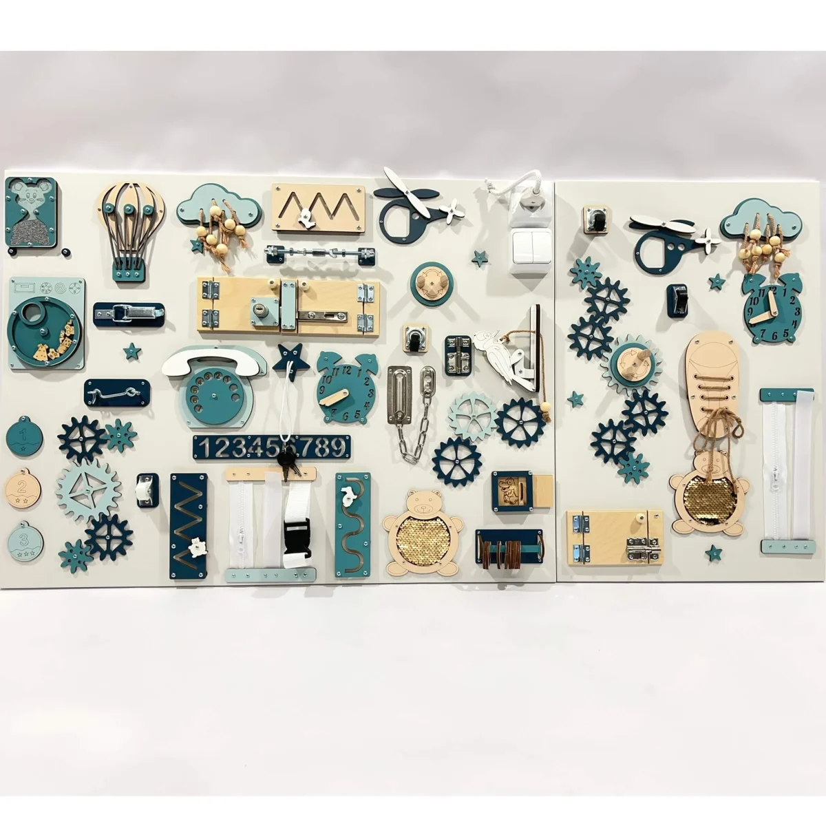 Two-Piece Wall Busy Board, 60 × 80 + 60 × 39 cm