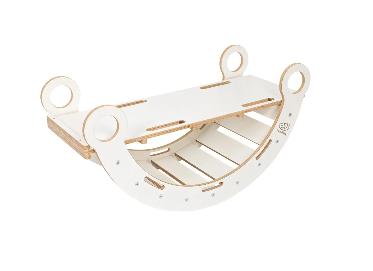 MeowBaby Dream Rocker — White Wooden Rocker with Pillow and Slide, photo 4