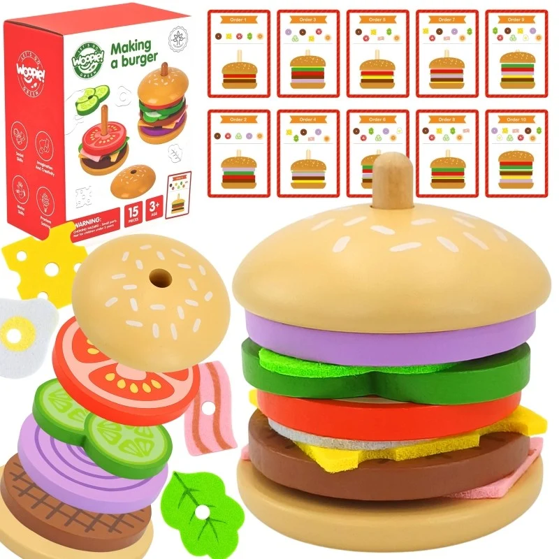 Wooden Burger Restaurant Puzzle for Children, 15 pcs, photo 11