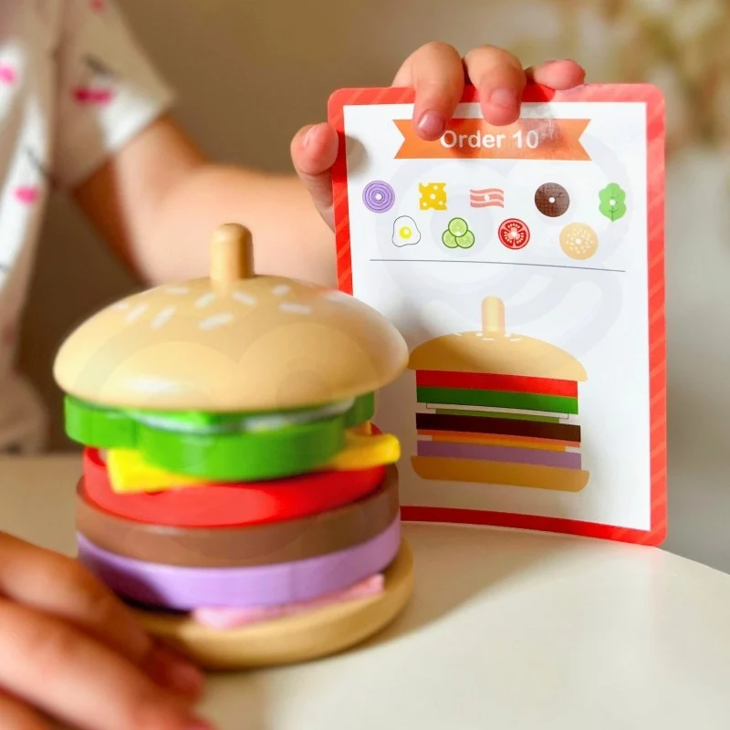 Wooden Burger Restaurant Puzzle for Children, 15 pcs, photo 2