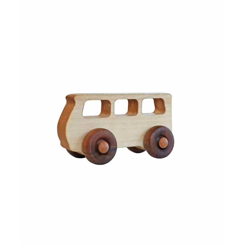 Wooden Bus with Moving Wheels