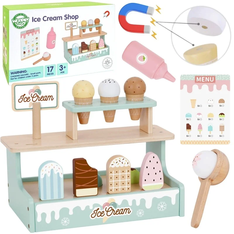 Wooden Ice Cream Shop Set with Ice Cream Stand, photo 13