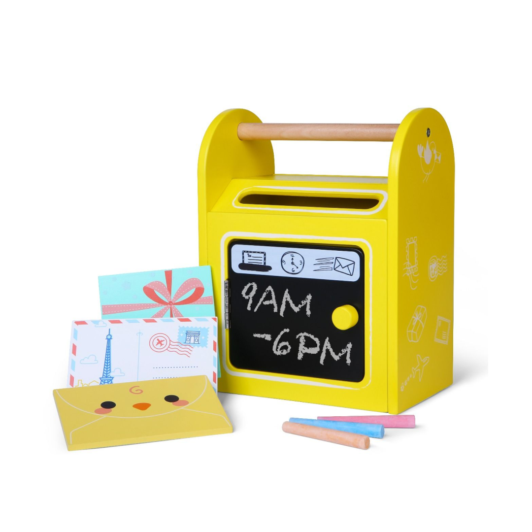 Wooden Foldable Mailbox with Chalk and Letter Set