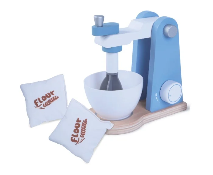 Wooden Mixer Set with Bowl and Flour