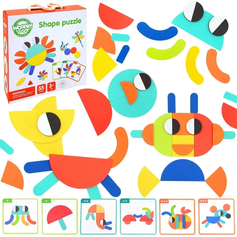 Wooden Montessori Puzzle with Cards, 55 Pieces, photo 12