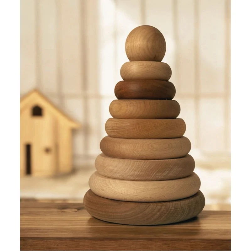 Wooden Round Pyramid, Natural, photo 2