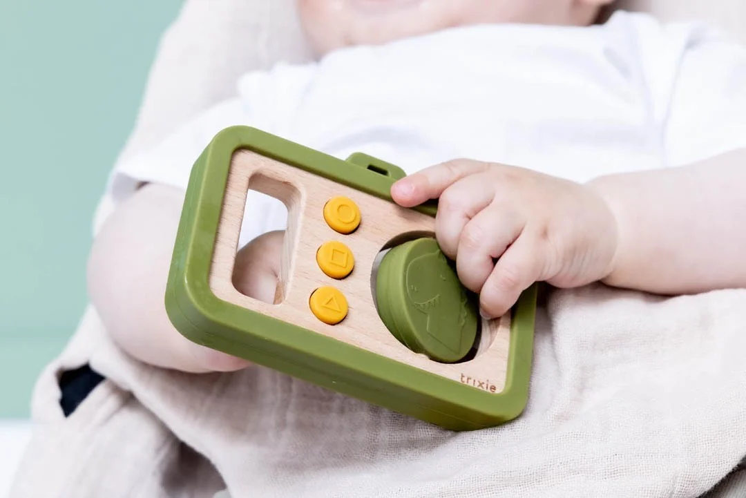 Wooden and Silicone Baby Camera, Mr. Dino, photo 2