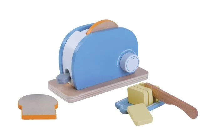 Wooden Toaster Set with Bread and Butter, 9 Pieces