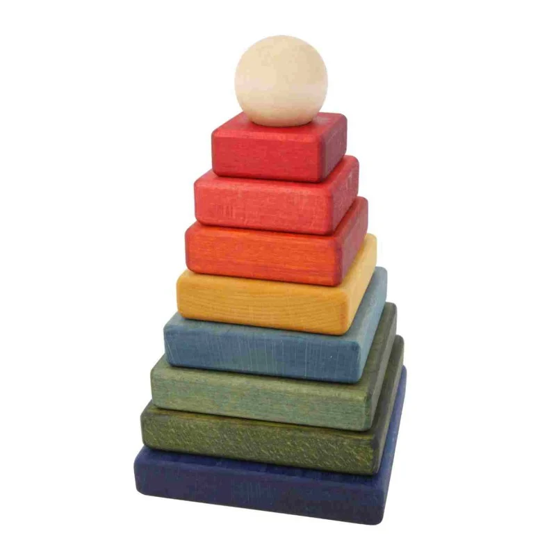 Wooden Square Pyramid, Colorful