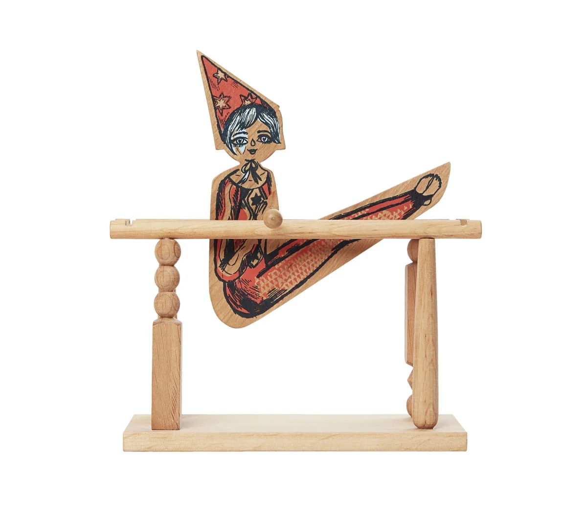 Wooden Acrobat Girl Toy on a Bar