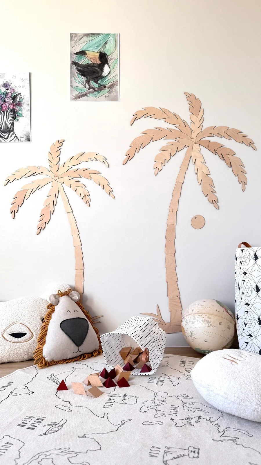 Wooden Wall Decor, Set of Two Palm Trees