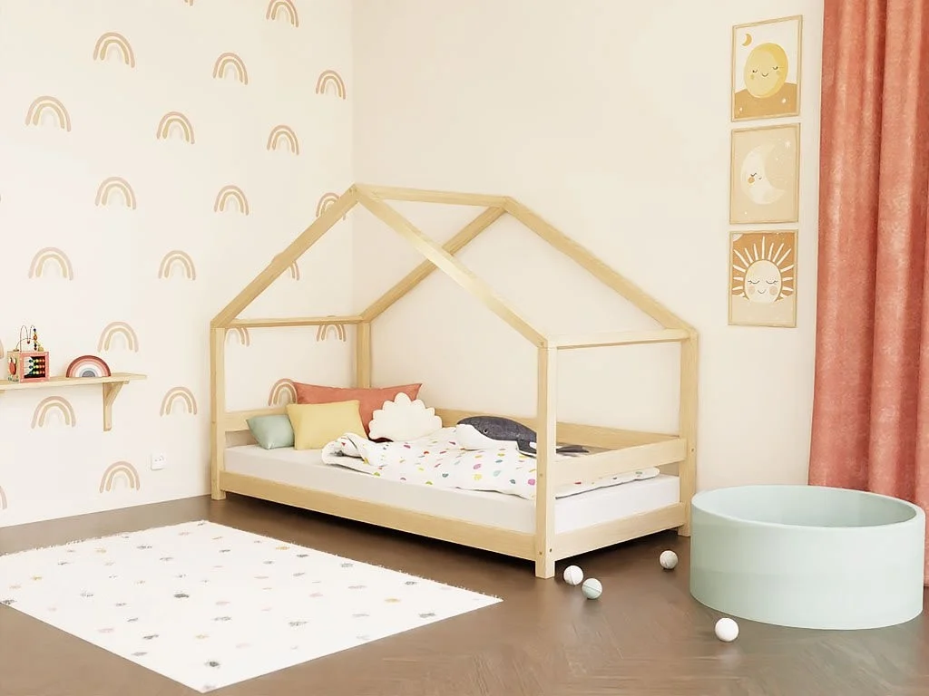 Benlemi LUCKY — House Bed with Front Roof and Safety Rail, 80–90 cm, photo 4