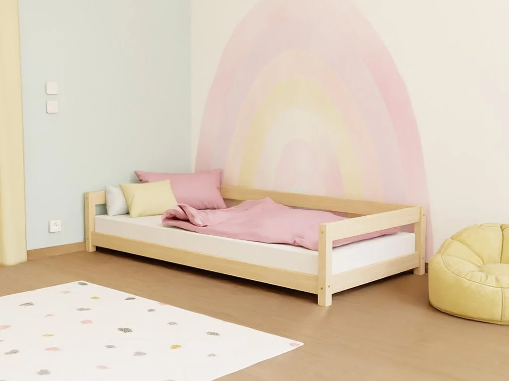 Benlemi LUCKY — Low Spruce Bed with Open Entrance, 120–140 cm