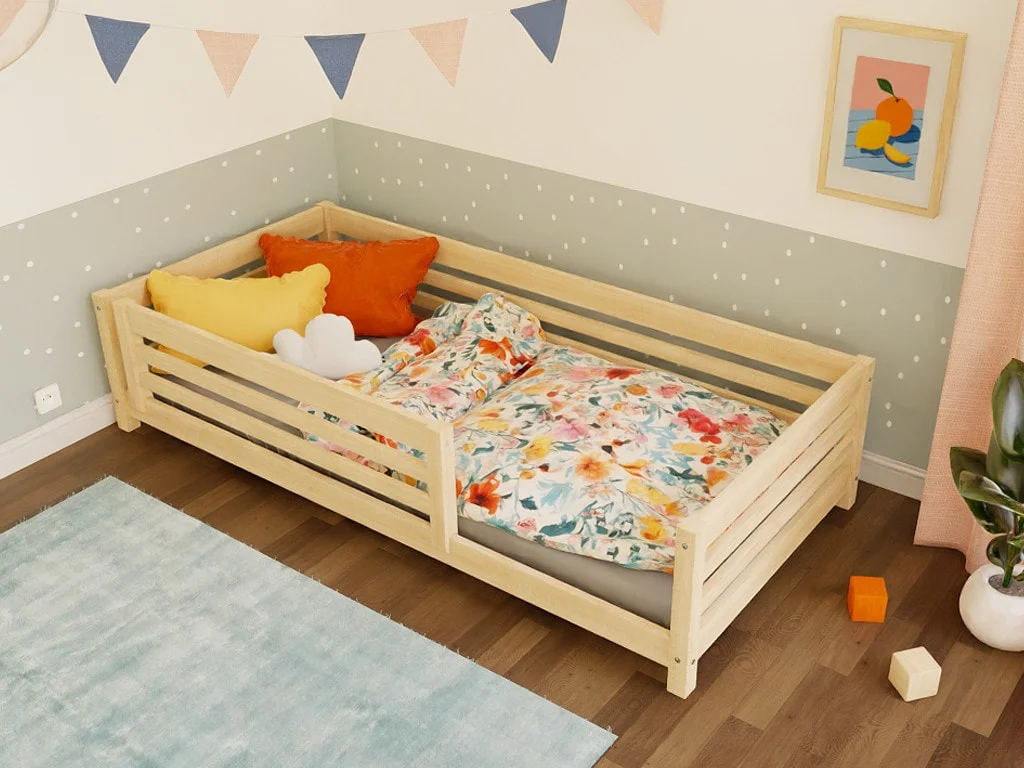 Benlemi TULY — Low Spruce Bed with Safety Rail, 90 cm, photo 2