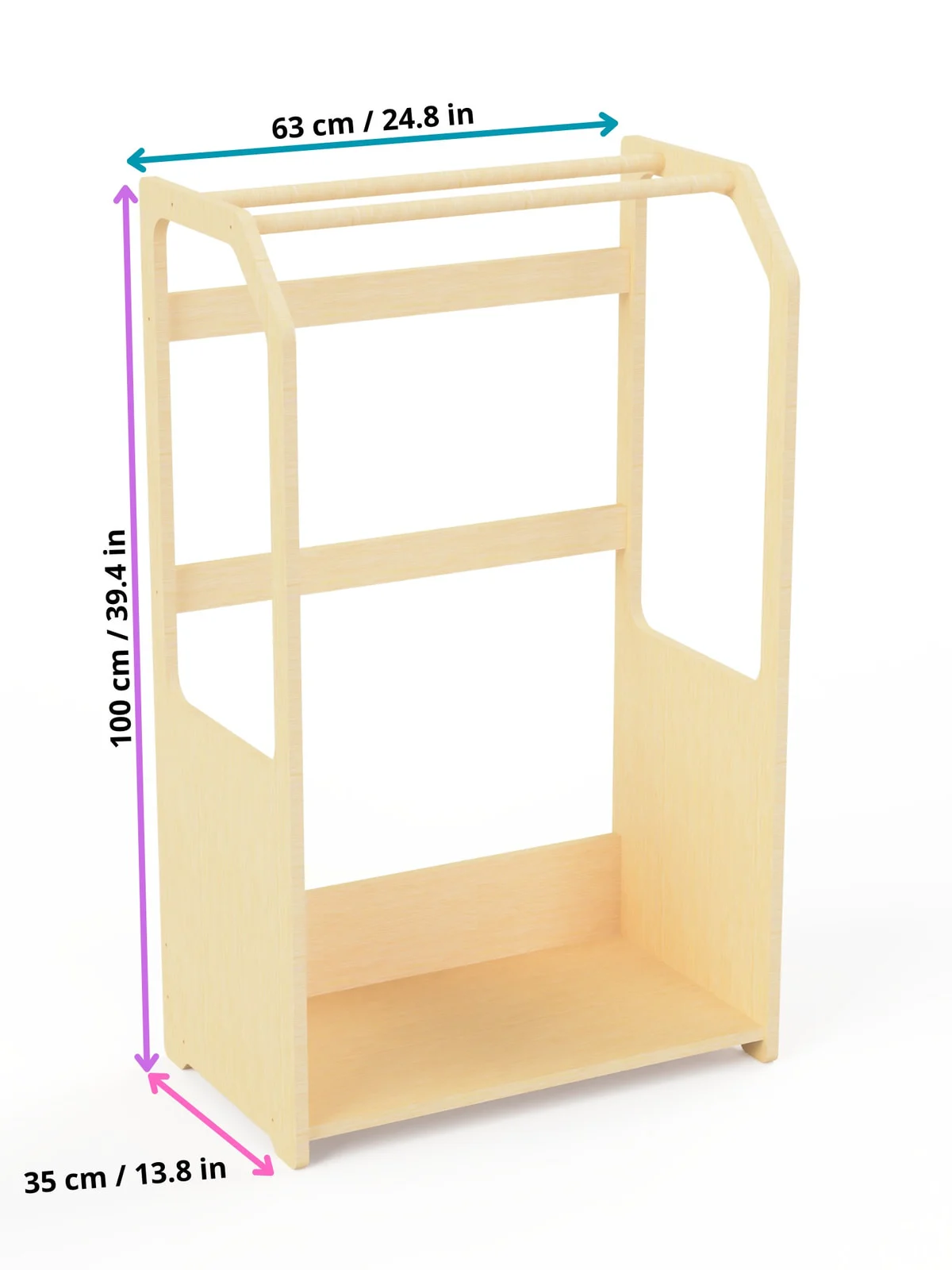 Toddler Clothes Drying Rack with Green Fabric Basket, photo 2