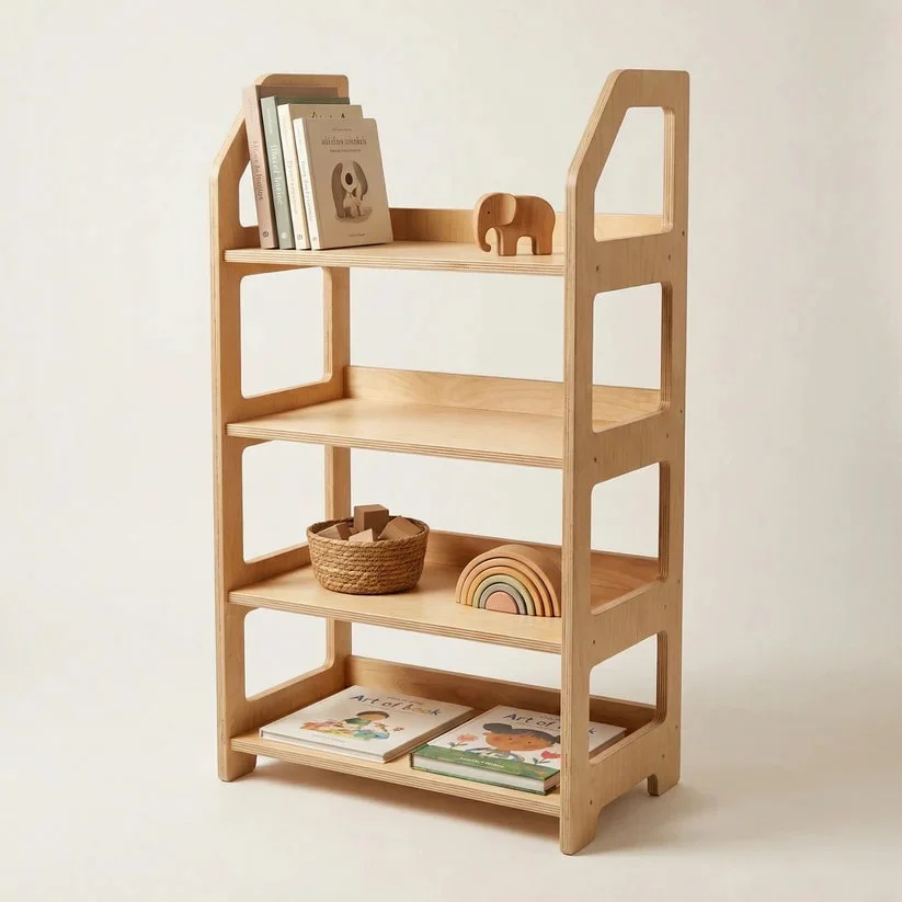 Montessori Toy Shelf with 4 Open Levels, 100 cm