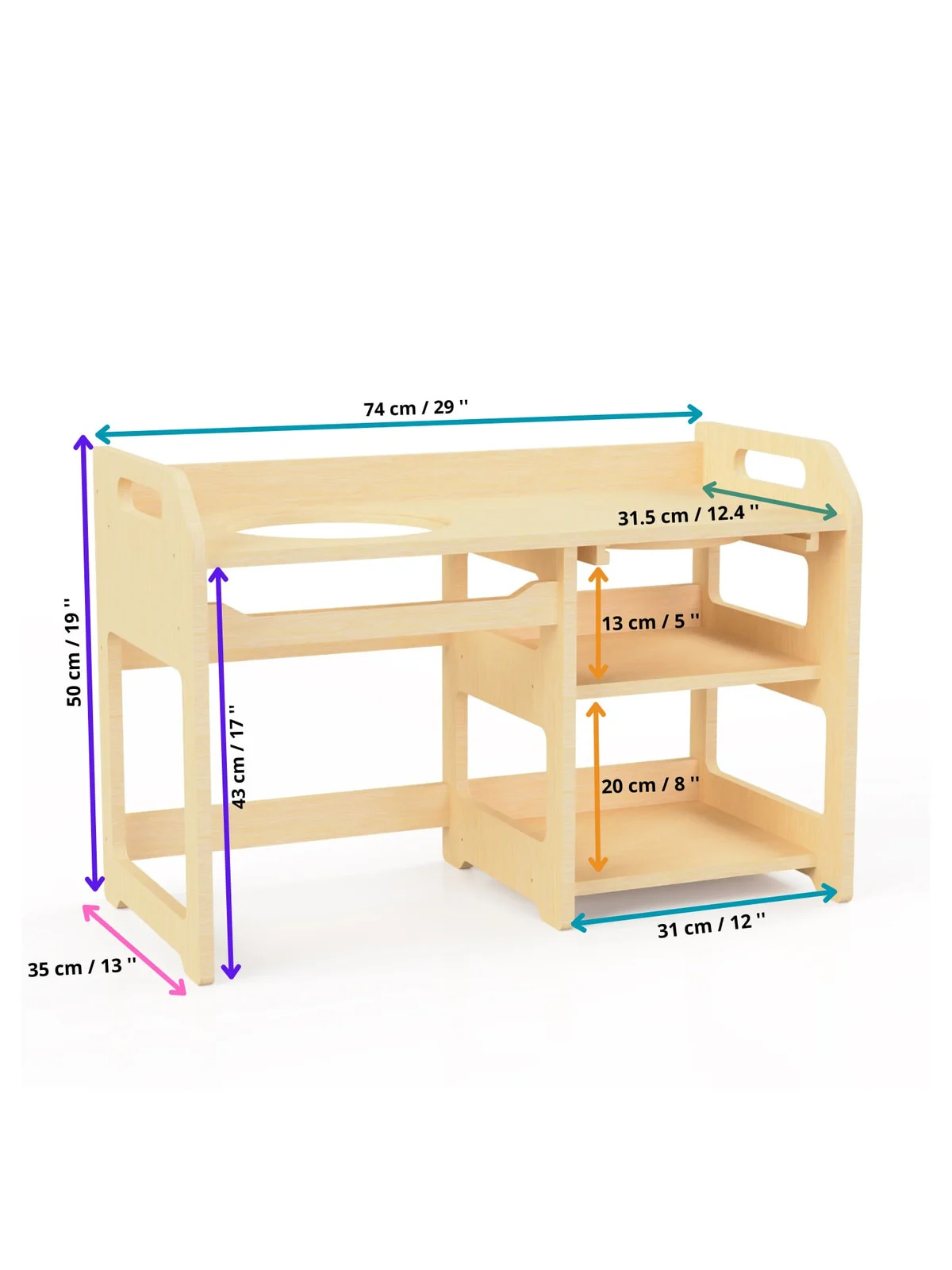 Large Montessori Wooden Washbasin with Storage, 74 cm, photo 4