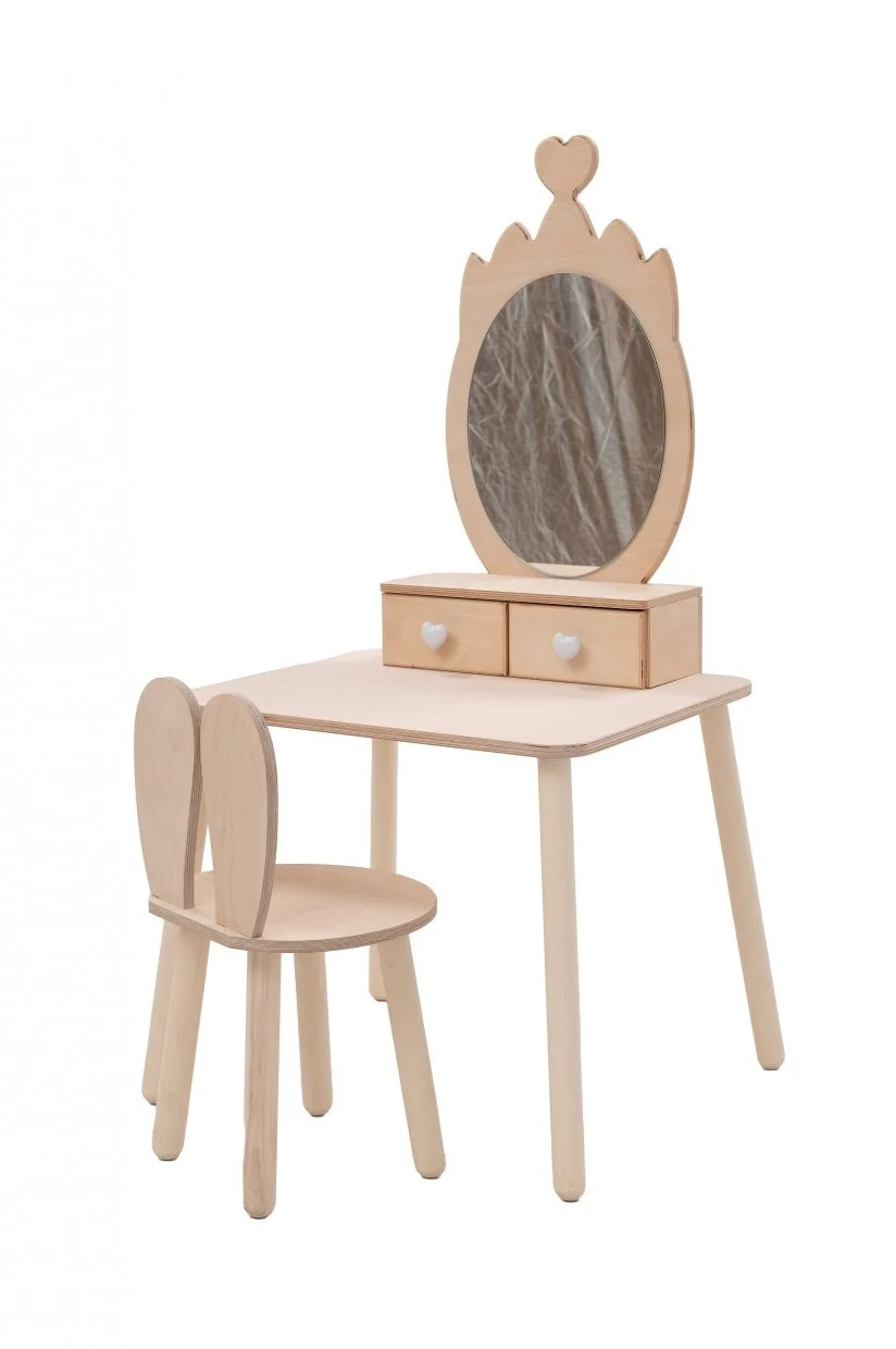Kids’ Dressing Table and Chair with Crown Mirror, photo 5