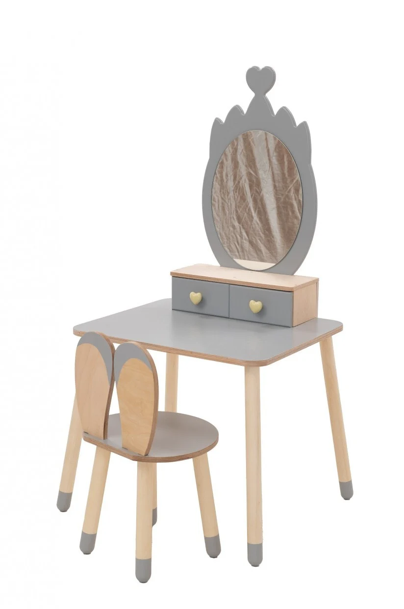 Kids’ Dressing Table and Chair with Crown Mirror, photo 7