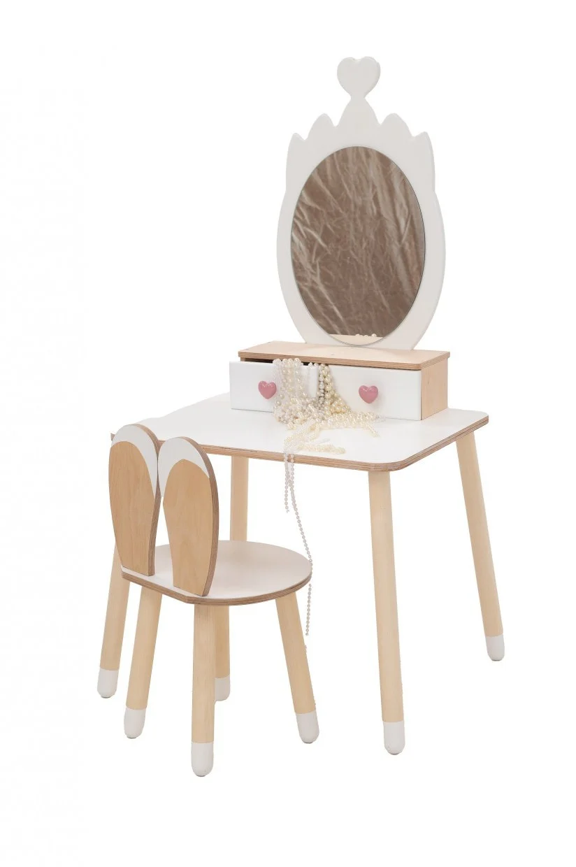 Kids’ Dressing Table and Chair with Crown Mirror, photo 8