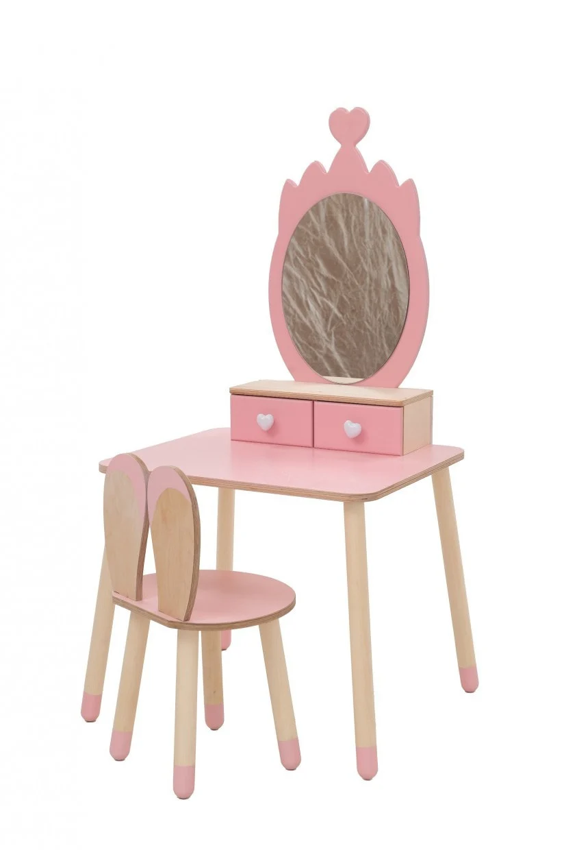 Kids’ Dressing Table and Chair with Crown Mirror, photo 6