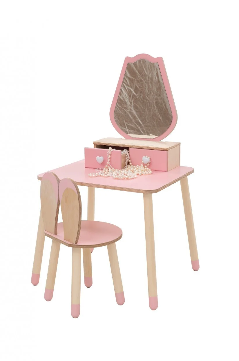 Kids’ Dressing Table and Chair with Tulip Mirror