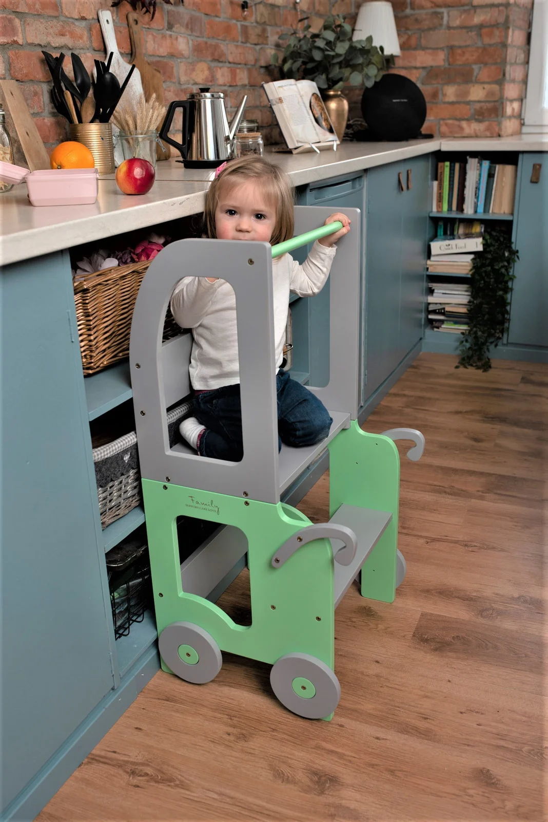 Trolley-Shaped Kitchen Helper and Learning Table