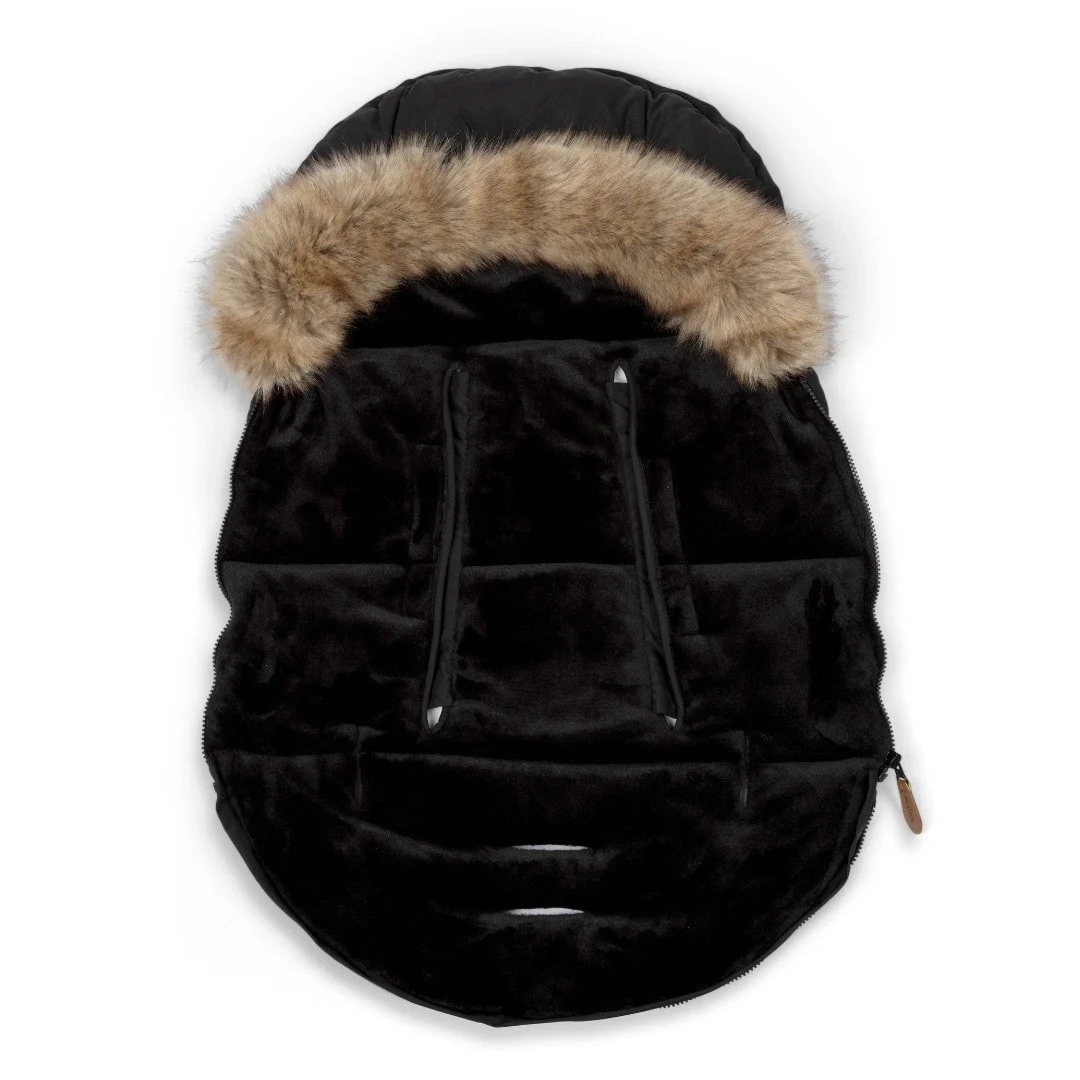 Insulated Stroller Sleeping Bag with Faux-Fur Lining, Black, photo 4
