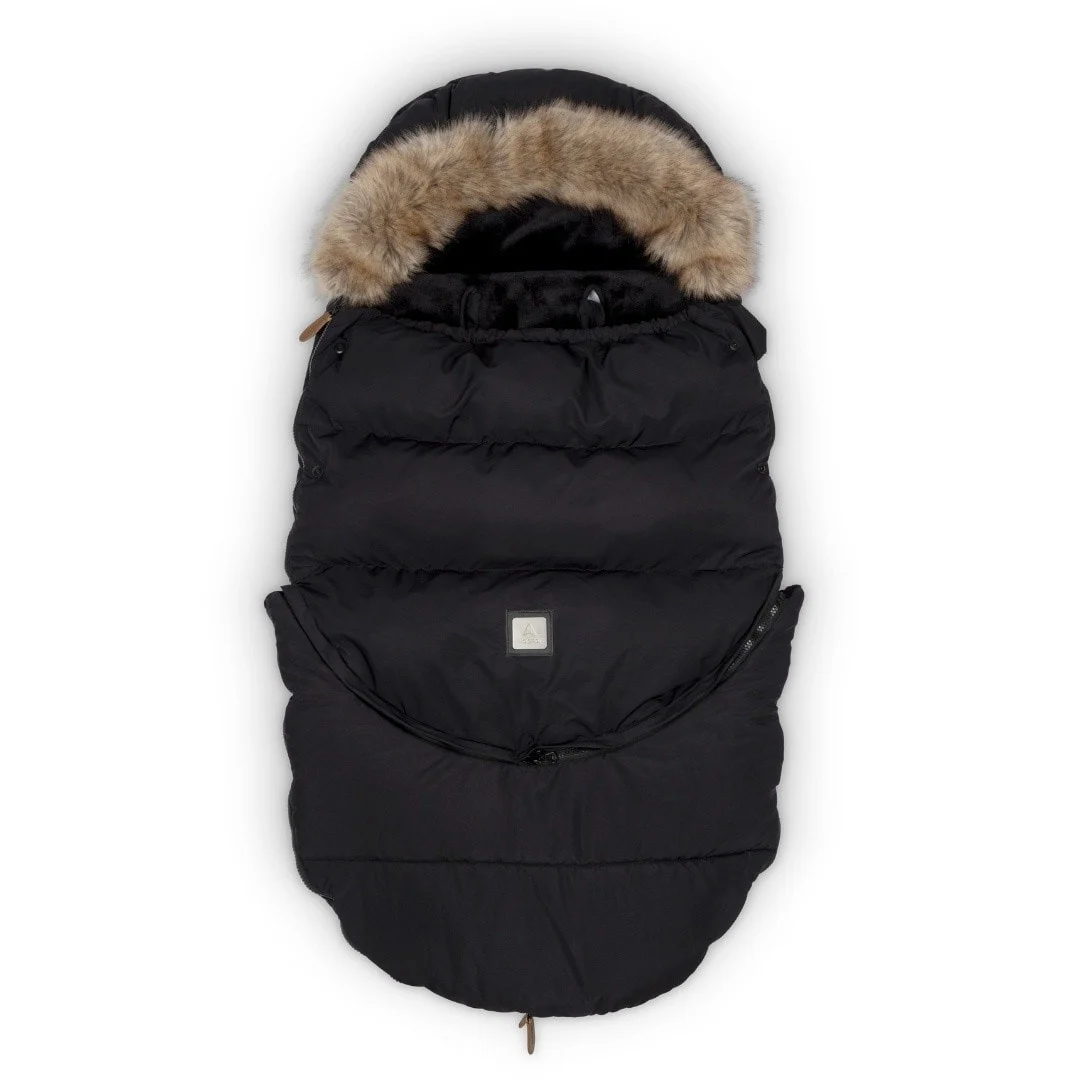 Insulated Stroller Sleeping Bag with Faux-Fur Lining, Black