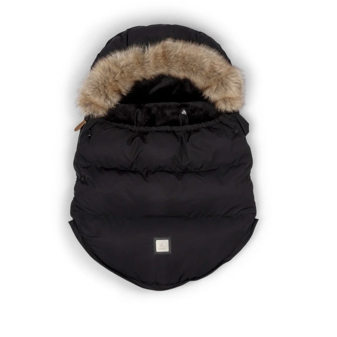 Insulated Stroller Sleeping Bag with Faux-Fur Lining, Black, photo 2