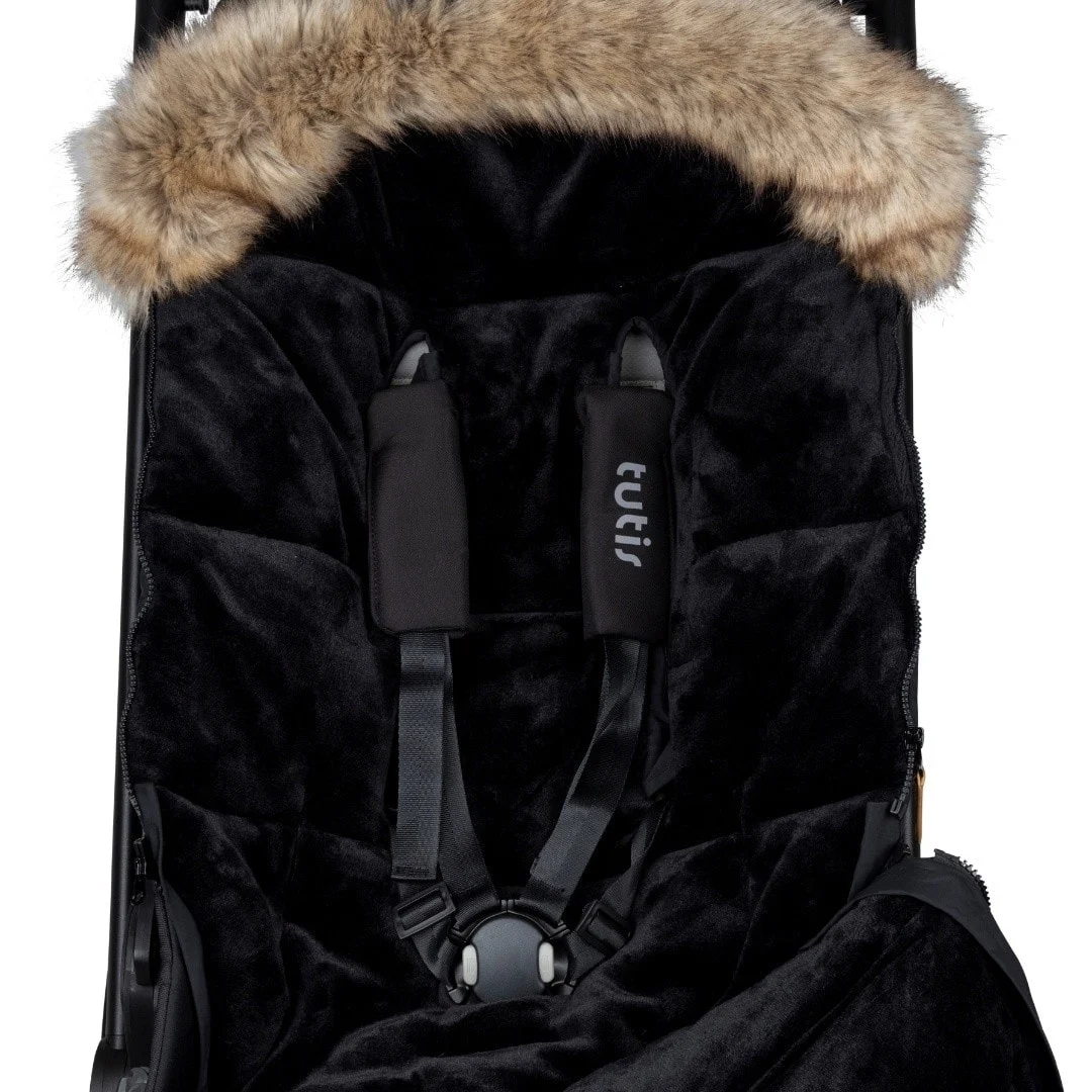 Insulated Stroller Sleeping Bag with Faux-Fur Lining, Black, photo 6
