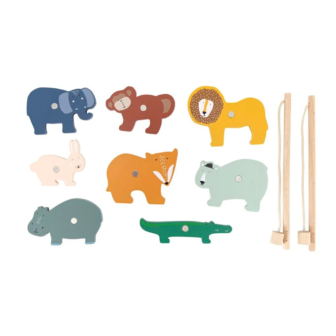 Wooden Magnetic Fishing Game with 8 Animals