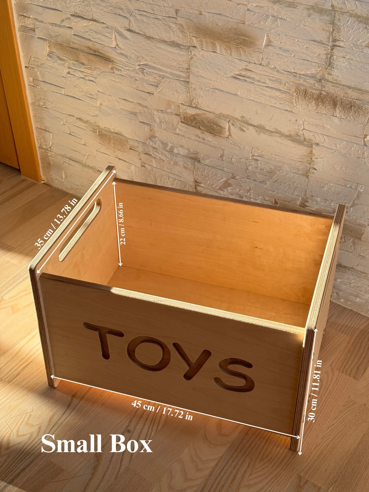 Деревянный ящик для игрушек с надписью TOYS и ручками, фото 5